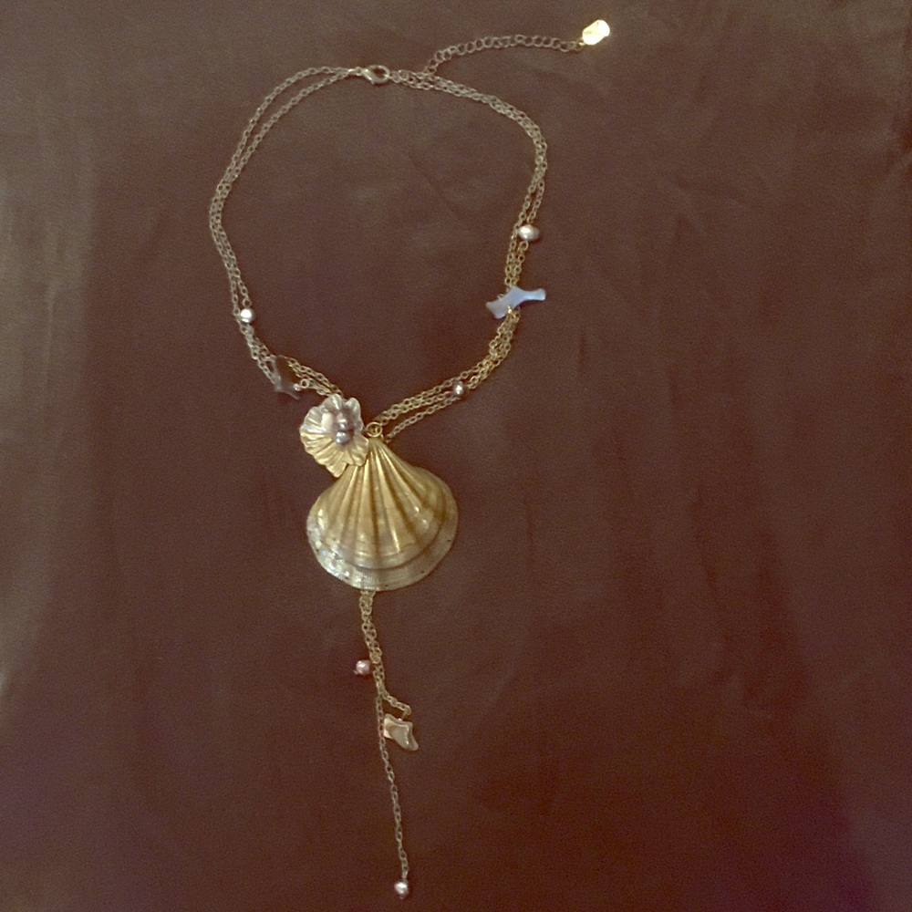 Brass shell statement necklace
